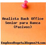 Analista Back Office Senior para Banca (Pasivos)