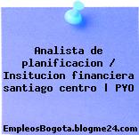 Analista de planificacion / Insitucion financiera santiago centro | PYO