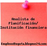Analista de Planificación/ Institución financiera