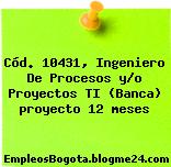 Cód. 10431, Ingeniero De Procesos y/o Proyectos TI (Banca) proyecto 12 meses