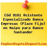 Cód 9161 Asistente Especializado Banca Empresas (Plazo Fijo) en Maipo para Banco Santander