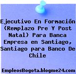 Ejecutivo En Formación (Remplazo Pre Y Post Natal) Para Banca Empresa en Santiago, Santiago para Banco De Chile