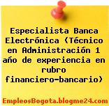 Especialista Banca Electrónica (Técnico en Administración 1 año de experiencia en rubro financiero-bancario)