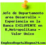 Jefe de Departamento area Desarrollo – Experiencia en la Banca EXCLUYENTE en R.Metropolitana – Valor Unico