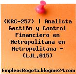 (KRC-257) | Analista Gestión y Control Financiero en Metropolitana en Metropolitana – (LJL.015)