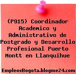 (P915) Coordinador Academico y Administrativo de Postgrado y Desarrollo Profesional Puerto Montt en Llanquihue