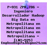 P-931 ZPR.786 – Ingeniero Desarrollador Hadoop Big Data en Metropolitana en Metropolitana en Metropolitana en Metropolitana – [LNI-525]