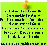 Relator Gestión De Emprendimiento – Profesionales Del Área Administración O Ciencias Sociales en Temuco, Cautín para Institito Icade