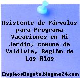 Asistente de Párvulos para Programa Vacaciones en Mi Jardin, comuna de Valdivia, Región de Los Ríos