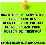 AUXILIAR DE SERVICIOS PARA JARDINES INFANTILES EN CALIDAD DE REEMPLAZO PARA REGIÓN DE TARAPACÁ