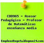 CDD965 – Asesor Pedagógico – Profesor de Matemáticas enseñanza media