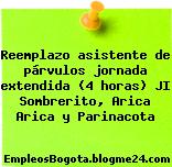 Reemplazo asistente de párvulos jornada extendida (4 horas) JI Sombrerito, Arica Arica y Parinacota