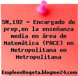 SN.192 – Encargado de prep.en la enseñanza media en área de Matemática (PACE) en Metropolitana en Metropolitana
