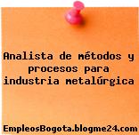 Analista de métodos y procesos para industria metalúrgica