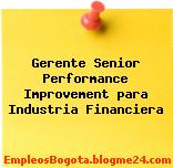 Gerente Senior Performance Improvement para Industria Financiera