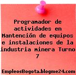 Programador de actividades en Mantención de equipos e instalaciones de la industria minera Turno 7