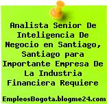 Analista Senior De Inteligencia De Negocio en Santiago, Santiago para Importante Empresa De La Industria Financiera Requiere
