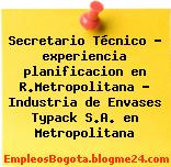 Secretario Técnico – experiencia planificacion en R.Metropolitana – Industria de Envases Typack S.A. en Metropolitana