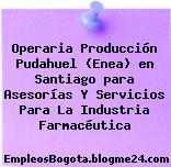 Operaria Producción Pudahuel (Enea) en Santiago para Asesorías Y Servicios Para La Industria Farmacéutica