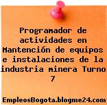 Programador de actividades en Mantención de equipos e instalaciones de la industria minera Turno 7