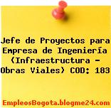 Jefe de Proyectos para Empresa de Ingeniería (Infraestructura – Obras Viales) COD: 183