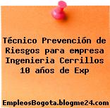 Técnico Prevención de Riesgos para empresa Ingenieria Cerrillos 10 años de Exp