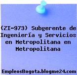 (ZI-973) Subgerente de Ingeniería y Servicios en Metropolitana en Metropolitana