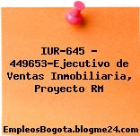 IUR-645 – 449653-Ejecutivo de Ventas Inmobiliaria, Proyecto RM