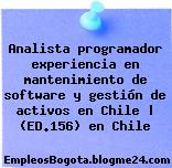 Analista programador experiencia en mantenimiento de software y gestión de activos en Chile | (ED.156) en Chile