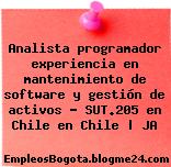 Analista programador experiencia en mantenimiento de software y gestión de activos – SUT.205 en Chile en Chile | JA