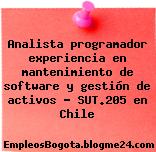 Analista programador experiencia en mantenimiento de software y gestión de activos – SUT.205 en Chile