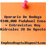 Operario De Bodega $340.000 Pudahuel Enea – Entrevistas Hoy Miércoles 28 De Agosto
