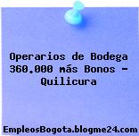 Operarios de Bodega 360.000 más Bonos – Quilicura