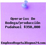 Operarios De Bodega/producción Pudahuel $350.000