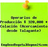 Operarios de Producción $ 320.000 + Colación (Acercamiento desde Talagante)