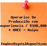 Operarios De Producción con experiencia / $390.000 + HHEE – Maipu