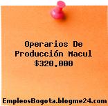 Operarios De Producción Macul $320.000