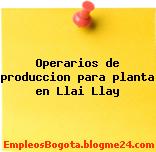 Operarios de produccion para planta en Llai Llay