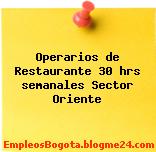 Operarios de Restaurante 30 hrs semanales Sector Oriente