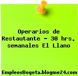 Operarios de Restautante – 30 hrs. semanales El Llano
