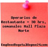 Operarios de Restautante – 30 hrs. semanales Mall Plaza Norte