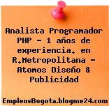 Analista Programador PHP – 1 años de experiencia. en R.Metropolitana – Atomos Diseño & Publicidad