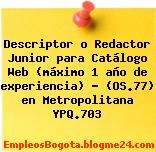 Descriptor o Redactor Junior para Catálogo Web (máximo 1 año de experiencia) – (OS.77) en Metropolitana YPQ.703
