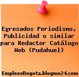 Egresados Periodismo, Publicidad o similar para Redactor Catálogo Web (Pudahuel)