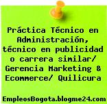 Práctica Técnico en Administración, técnico en publicidad o carrera similar/ Gerencia Marketing & Ecommerce/ Quilicura