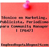 Técnico en Marketing, Publicista, Periodismo para Community Manager | [P647]
