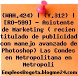 (WAH.424) | (Y.312) | [RO-599] – Asistente de Marketing ( recien titulado de publicidad con manejo avanzado de Photoshop) Las Condes en Metropolitana en Metropoli