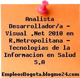 Analista Desarrollador/a – Visual .Net 2010 en R.Metropolitana – Tecnologias de la Informacion en Salud S.A