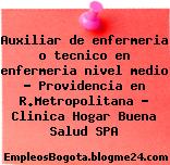 Auxiliar de enfermeria o tecnico en enfermeria nivel medio – Providencia en R.Metropolitana – Clinica Hogar Buena Salud SPA