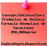 Concepción/Consultora Productos de Belleza Farmacia/ Reemplazo de Vacaciones 450.000aprox